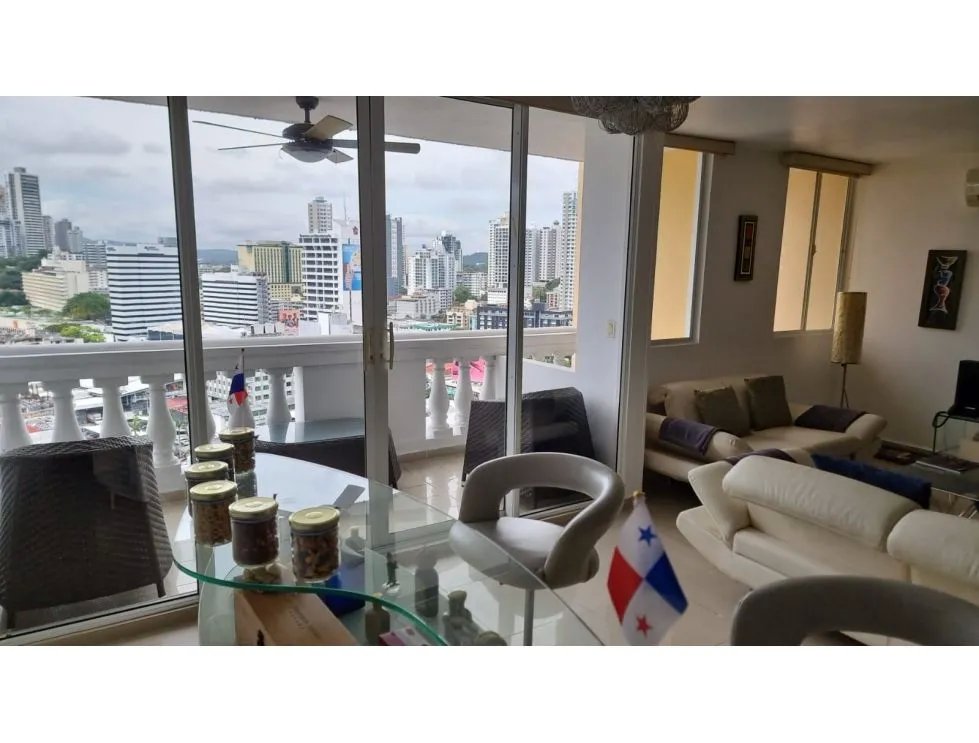 Alquiler de apartamento amoblado en obarrio, piso alto
