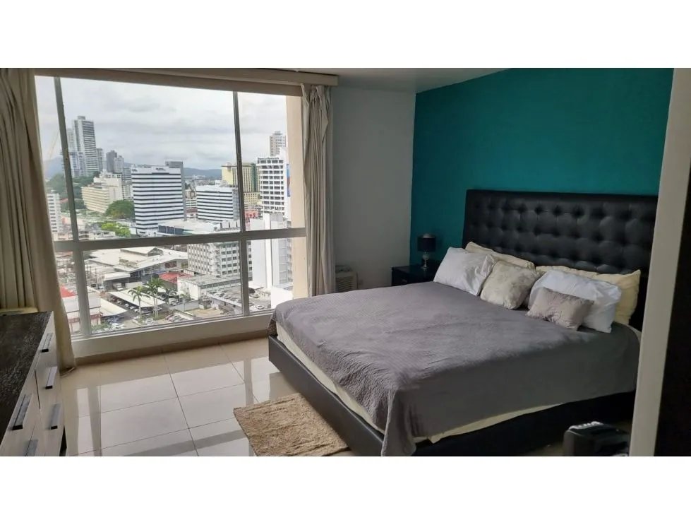 Alquiler de apartamento amoblado en obarrio, piso alto